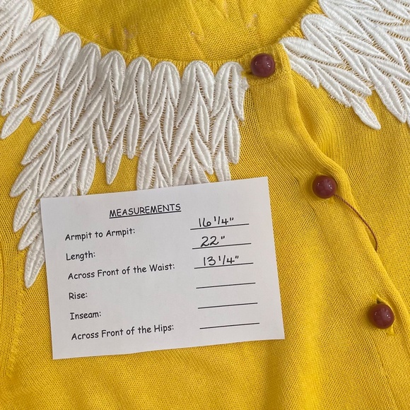 NWT!! Anthropologie MOTH Wisteria Cardigan Lace Appliqués Canary Yellow Small - Picture 14 of 15
